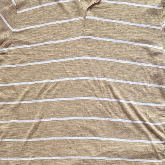 Sean John Tailored Fit Striped Polo Shirt Tan White 100% Cotton XL - Picture 6 of 7